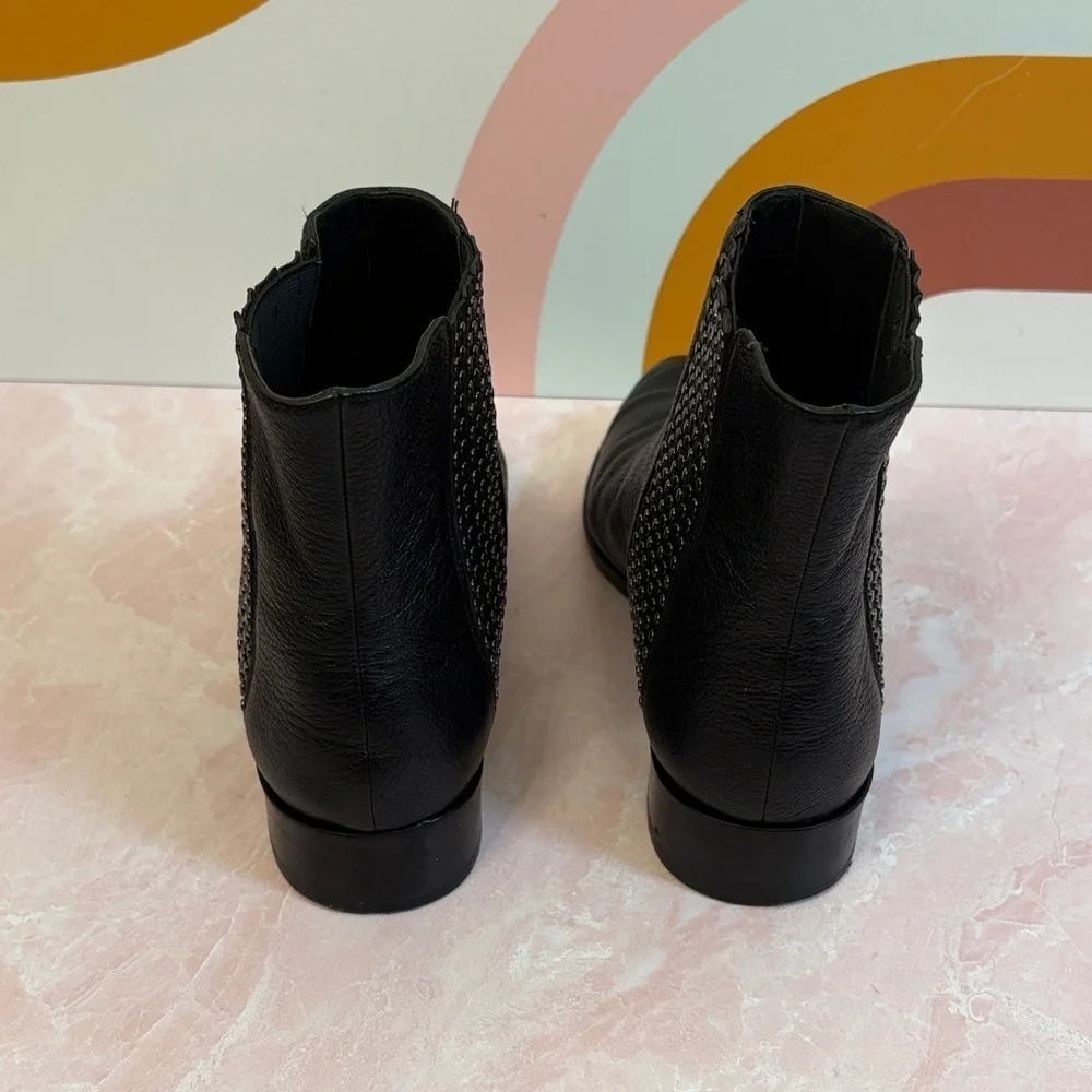 Diane Von Furstenberg Studded Black Leather Ankle Boots 7.5